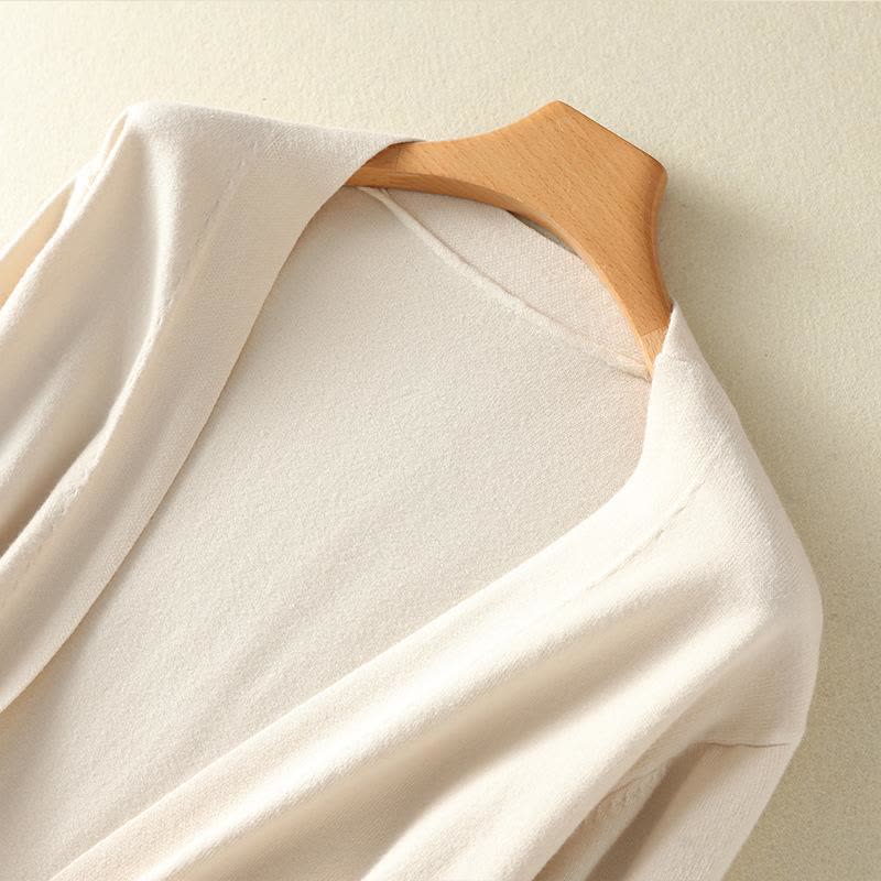 韩版软糯纯色针织开衫女春季新款宽松慵懒风中长款毛衣外套女图片