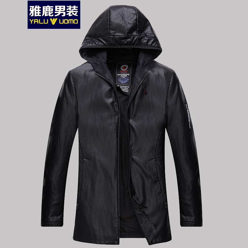 雅鹿男装时尚休闲2018新款皮衣易打理爸爸装柔软亲肤S45EDPA88016