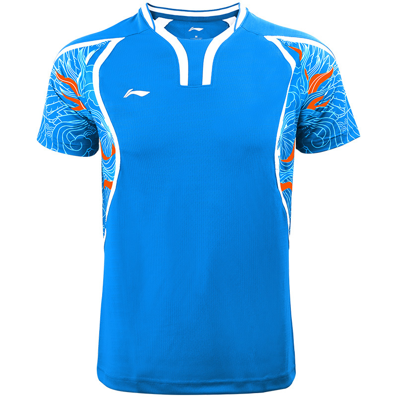 李宁lining羽毛球服巴西td款大赛服运动服男款天蓝色款aayl121