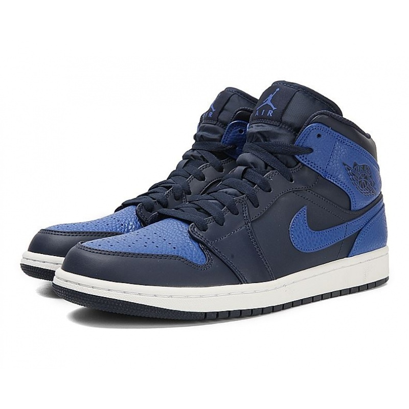 AirJordan1midAJ1中帮皇家蓝小黑蓝篮球鞋554724-412