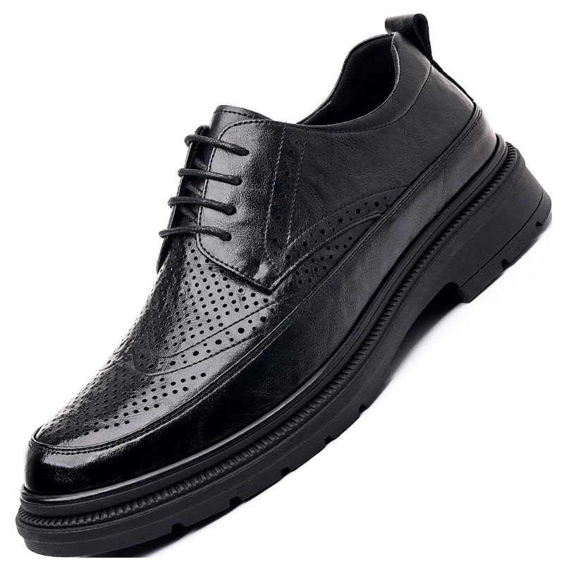 男鞋春秋季英伦时尚格纹商务正装皮鞋舒适增高新郎结婚鞋SJ-1图片