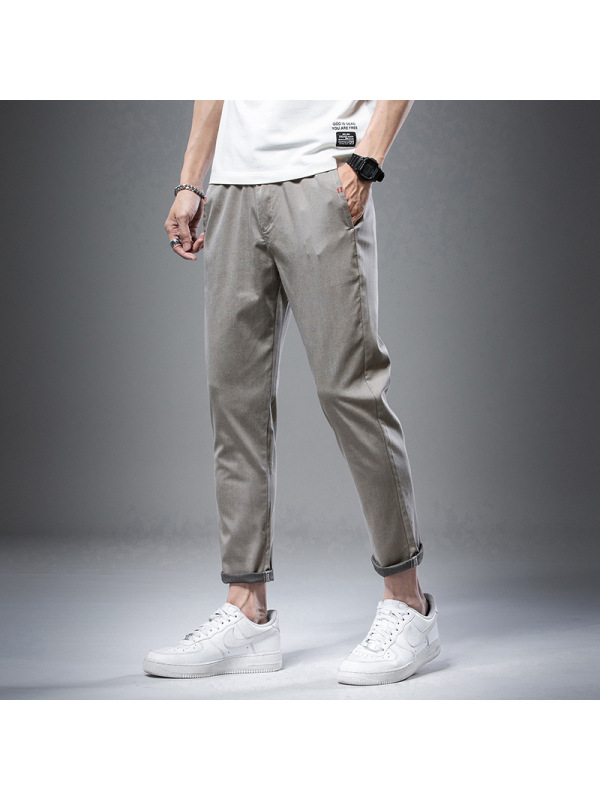 Ceba个性修身休闲夏裤薄款潮流韩版百搭弹力天丝裤子男裤简约九分男装