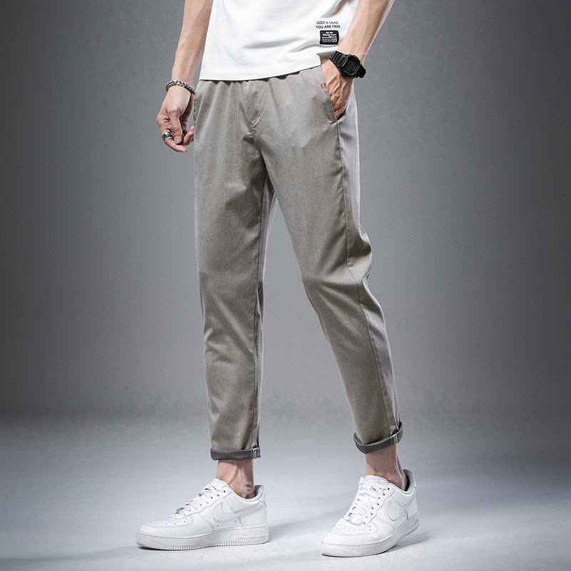 Ceba个性修身休闲夏裤薄款潮流韩版百搭弹力天丝裤子男裤简约九分男装图片