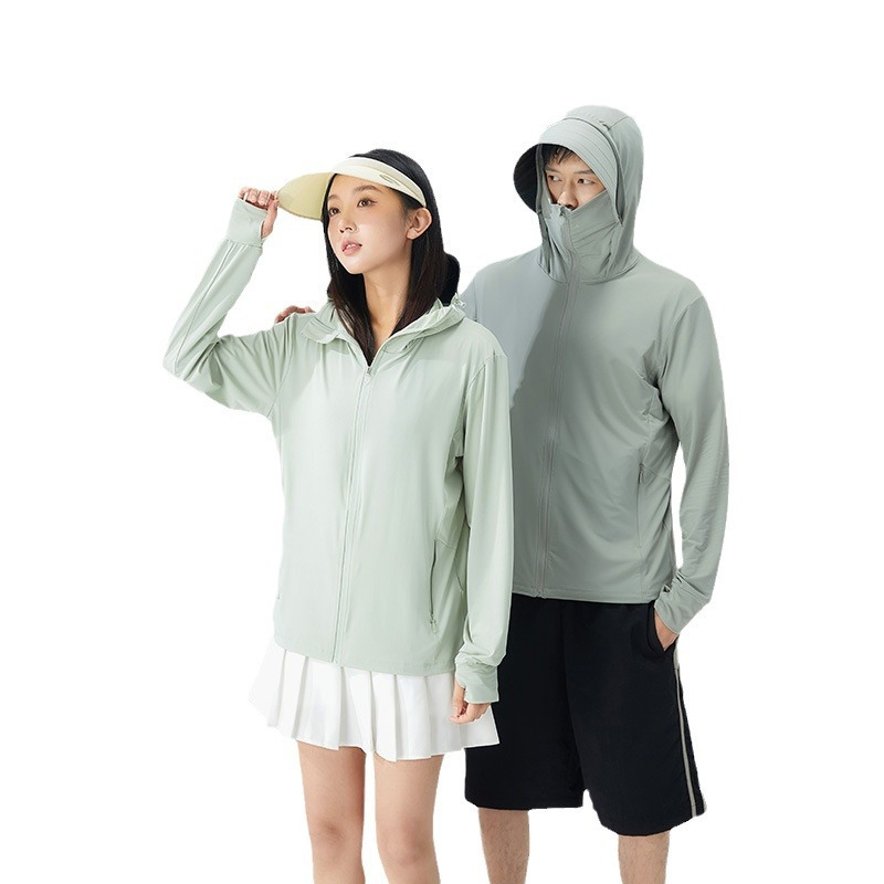 夏季男装冰丝情侣户外防晒衣透气可拆帽檐防紫外线防晒服外套大码