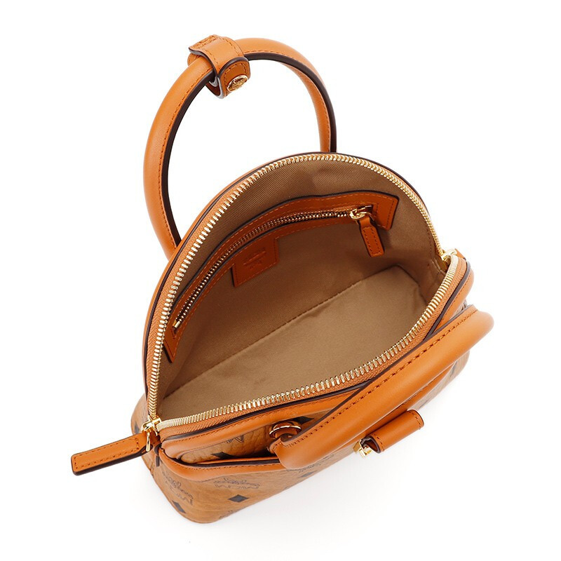 mcm奢侈品女士新款annavisetos干邑色人造革配牛皮革手提单肩斜挎包mw