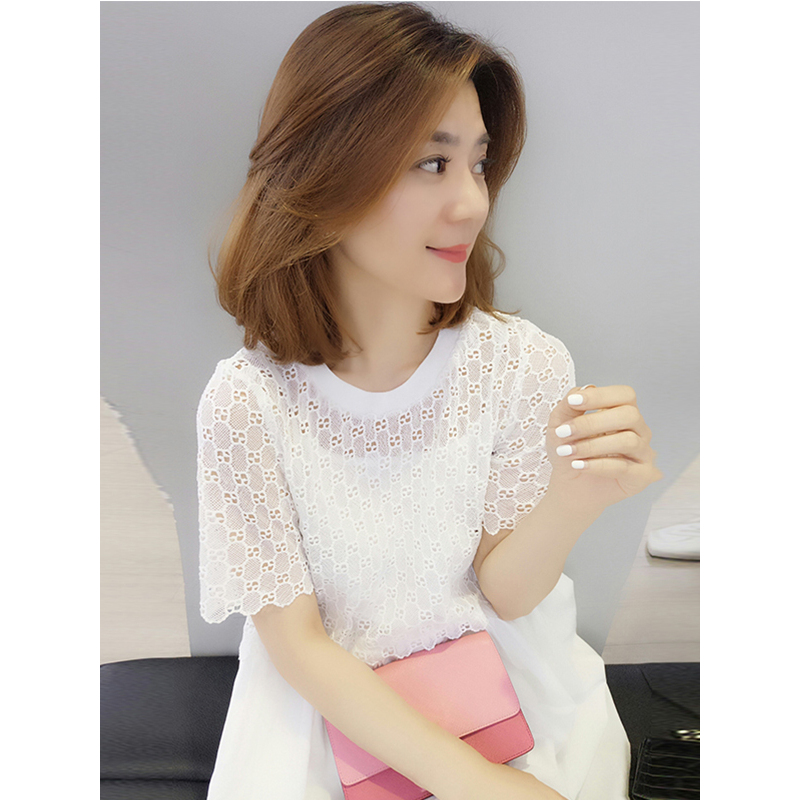 BOBOWALTZ欧洲站夏装女2019新款欧货白色短袖公主裙气质镂空a字连衣裙子B182k02028p0110