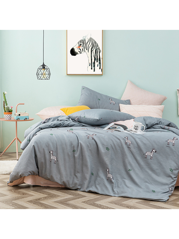 兰家纺儿童四件套卡通纯棉男孩斑马床单被套1.2米宿舍床上用品