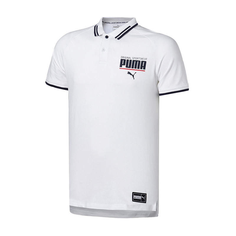 【自营】彪马PUMA男装翻领短袖POLO衫T恤经典LOGO款运动服852233 QC XL 85223302彪马白