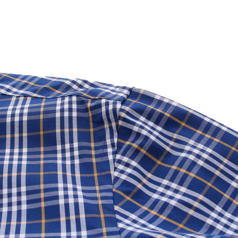 youngor雅戈尔男装商务正装纯棉面料商务休闲时尚格纹蓝色格纹衬衫049