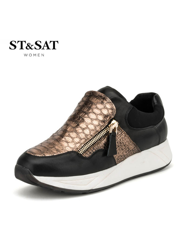 St&Sat/星期六秋季新款圆头休闲拉链深口单鞋女鞋SS63112241