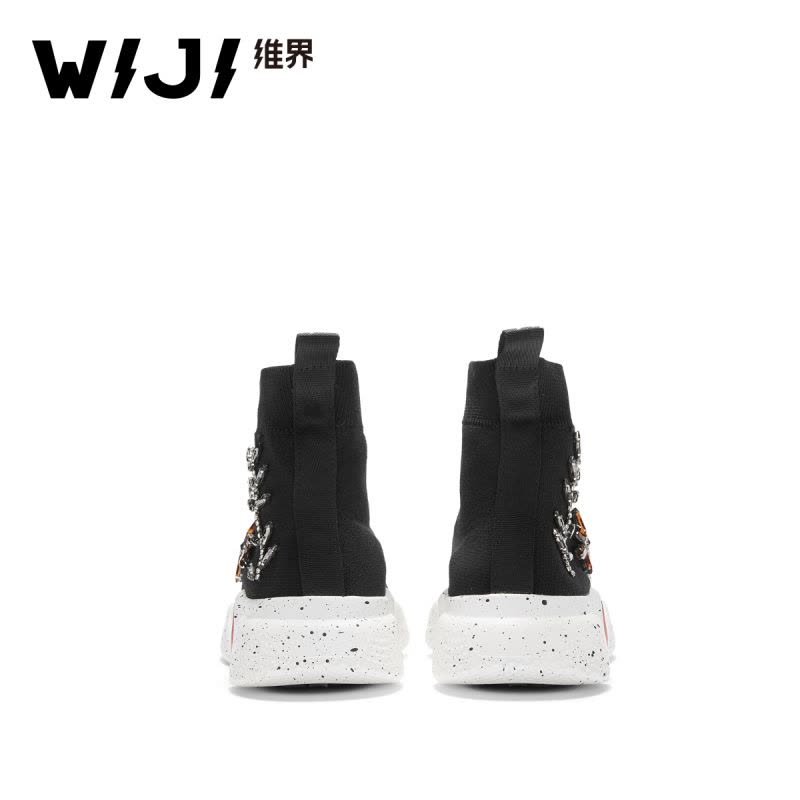 WIJI女鞋新款飞织布时尚潮流休闲高帮鞋套筒厚底百搭韩版袜套靴子图片