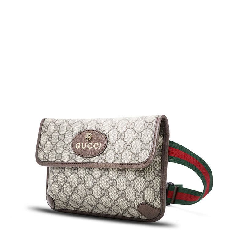 预订 GUCCI GG涂层 男女通用中性款虎头腰包斜挎包图片