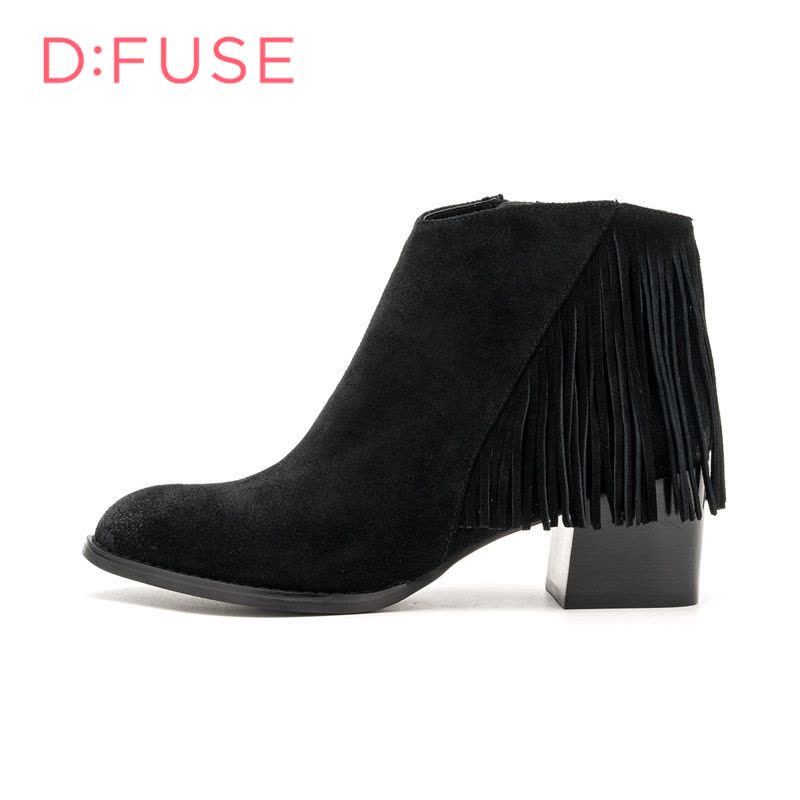 迪芙斯D:FUSE牛皮尖头中跟套脚流苏深口女鞋DF64117309图片