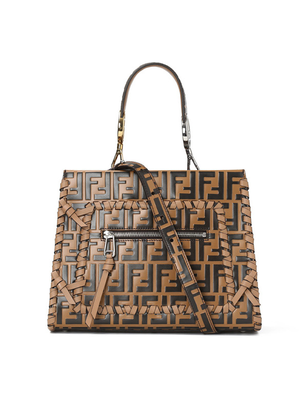 FENDI/芬迪 女包双F压花编带蝴蝶结手拎斜挎包 8BH344