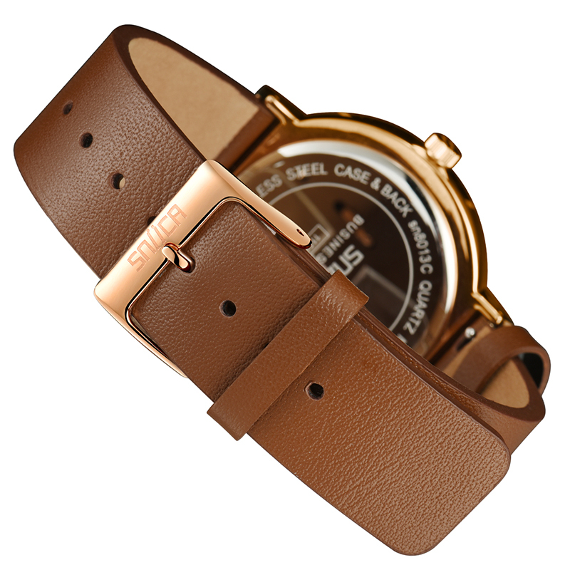 史尼嘉sniica手表男皮带时尚简约日历防水石英男表