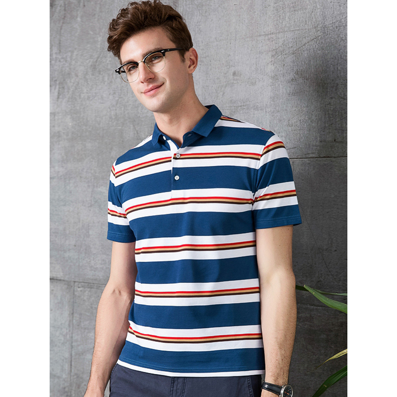 雅鹿男士短袖t恤2019夏新款t恤半袖翻领棉polo打底衫男装