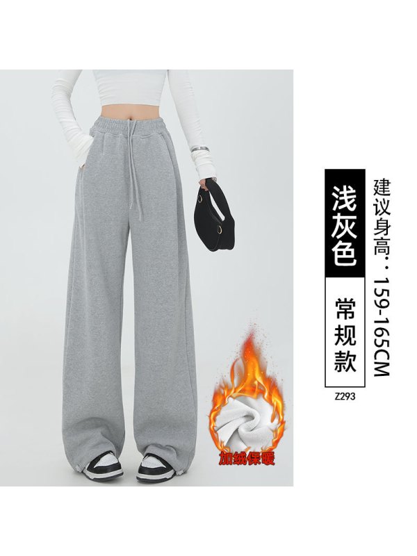 羊羔绒加绒运动裤女秋冬季加厚棉裤外穿束脚卫裤宽松小个子阔腿裤