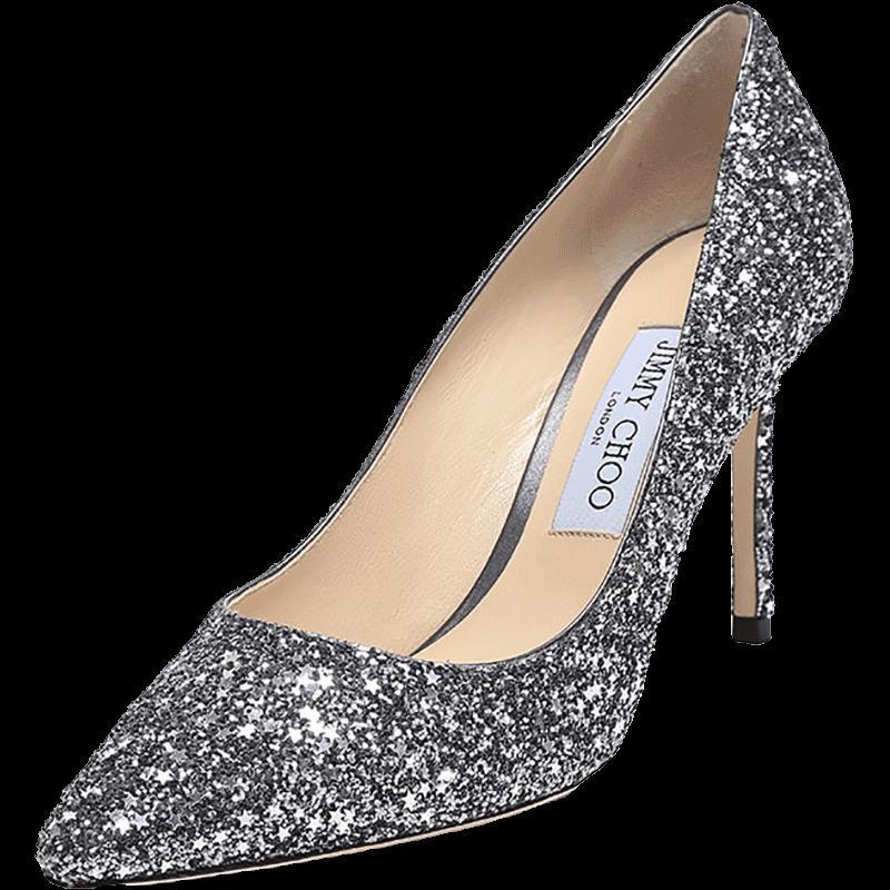Jimmy Choo 周仰杰 女士星星图案闪光面料高跟鞋 ROMY 85 ARG 181