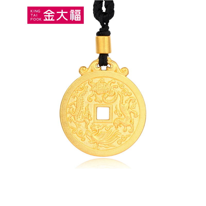 金大福kingtaifook珠宝足金999黄金古法传承金系列吊坠钱币吉祥如意