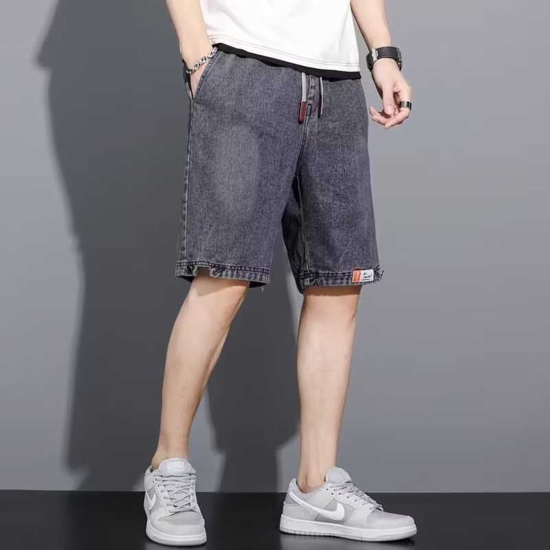 夏季薄款五分裤子宽松直筒美式复古牛仔短裤男士中裤