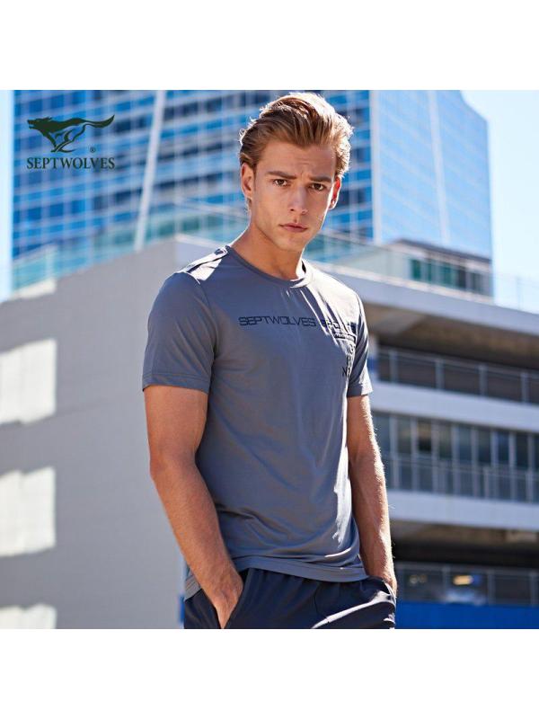 七匹狼户外运动短袖T恤 2019夏季青年印花圆领T恤休闲男装