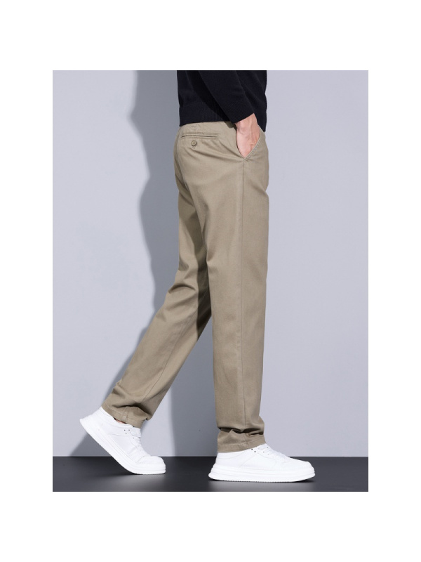 蓝色轻奢高级感休闲裤男商务休闲基础款百搭弹力商务中年长裤男士