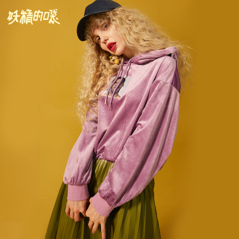 妖精的口袋Y连帽卫衣bf外套潮原宿风女秋装宽松套头上衣J