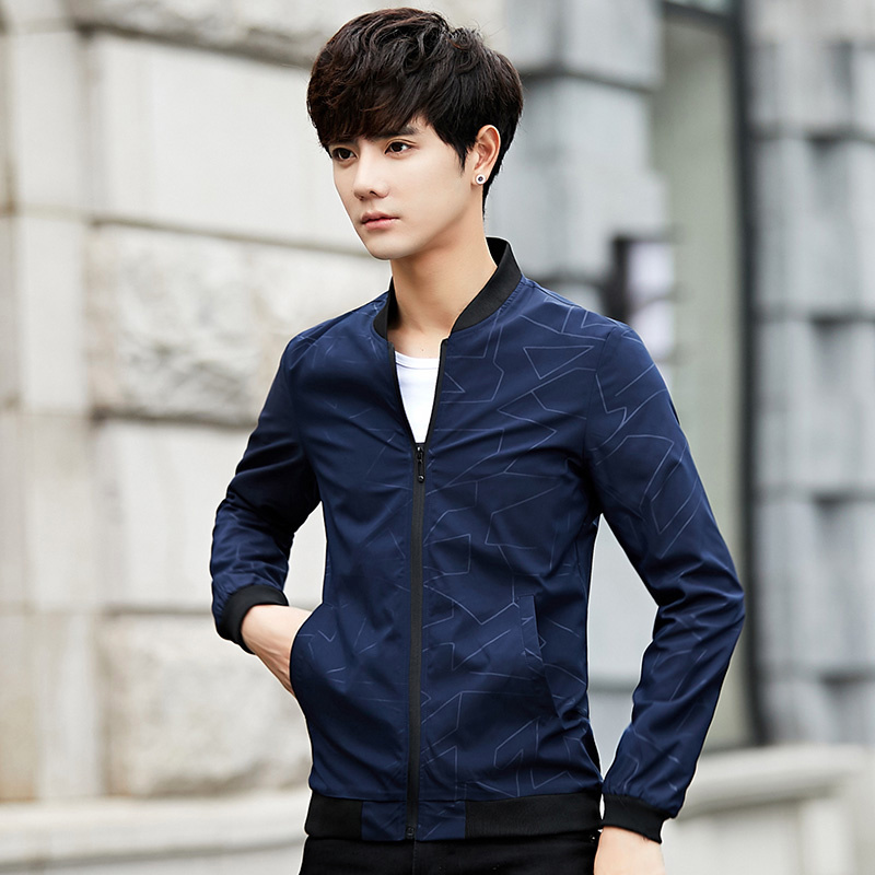 aemape美国苹果夹克男士外套2018秋季新款修身立领茄克衫棒球服潮流