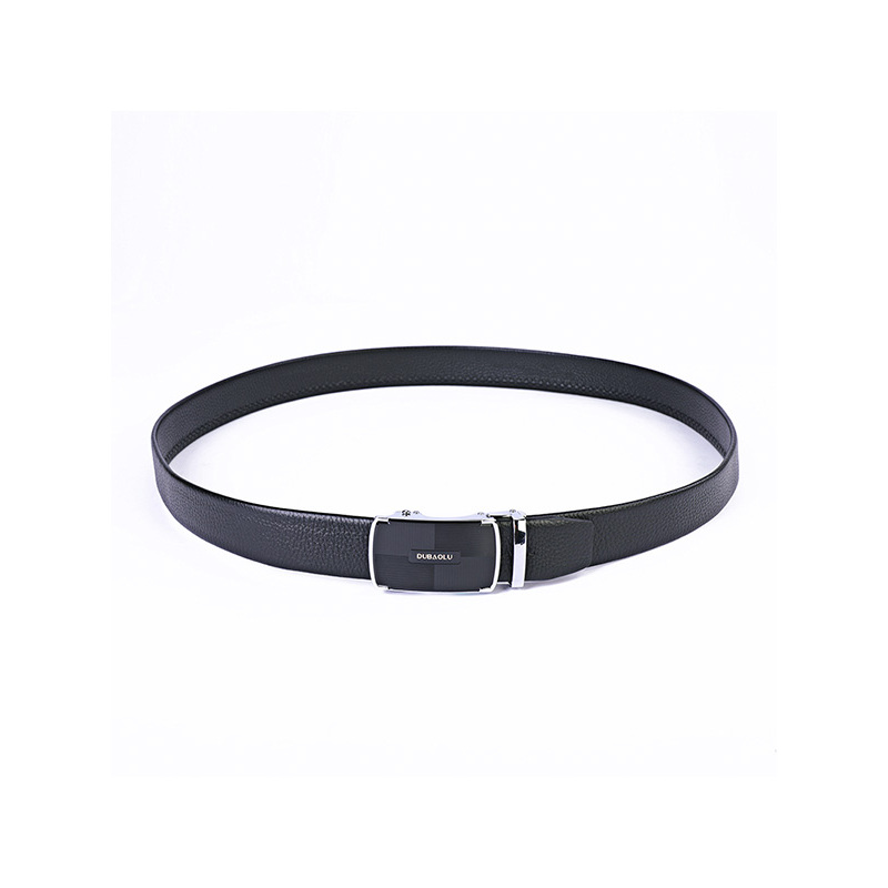 olu都宝路新款韩版男士牛皮自动扣腰带黑色系商务简约头层牛皮皮带