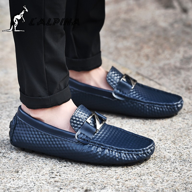 阿尔皮纳lalpina意大利袋鼠男士时尚豆豆鞋软面四季男潮鞋2018新款