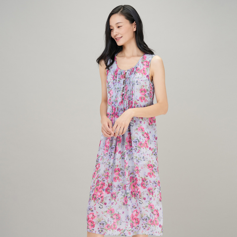 鄂尔多斯ERDOS 春夏精致印花时尚女士连衣裙