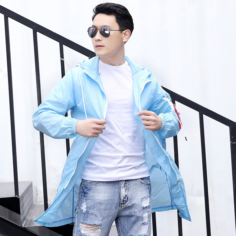 男士夏季新款防晒衣服中长款宽松外套潮流学生薄款速干防晒服披风FSY-6468