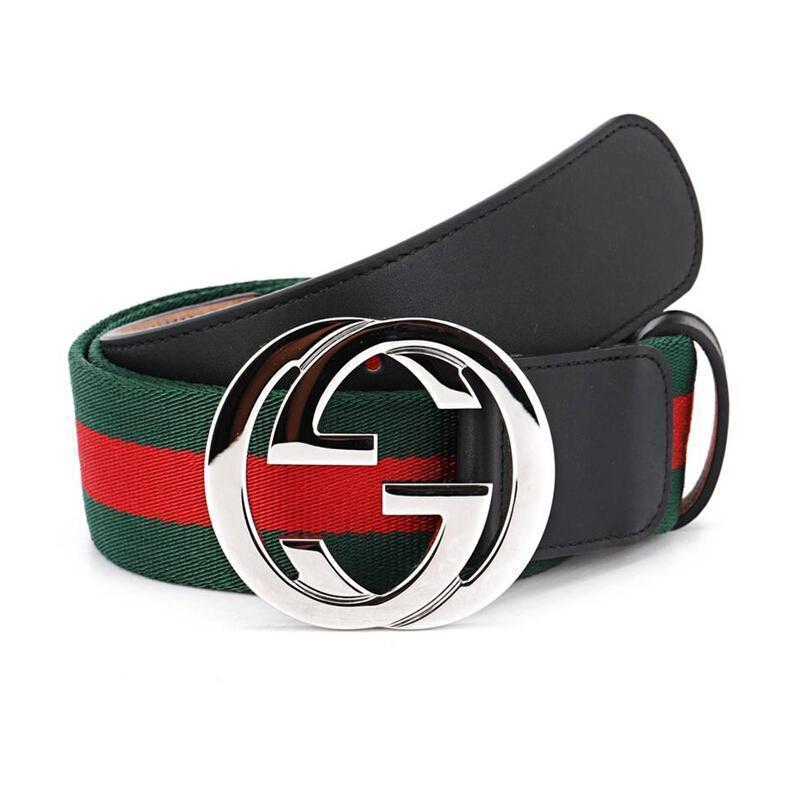 GUCCI 古驰 男士织物配皮板扣式腰带 411924 H917N
