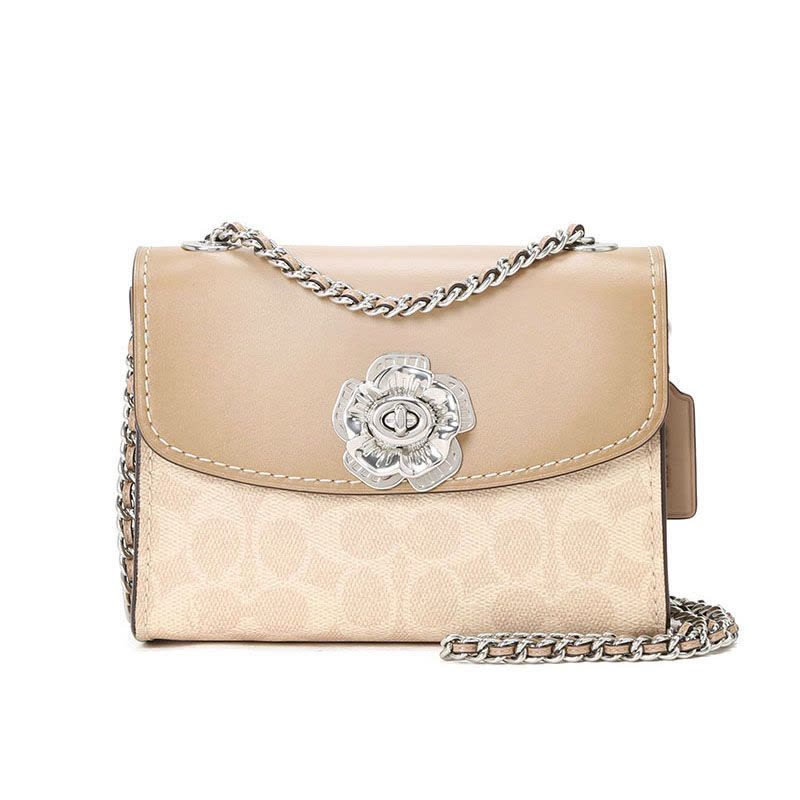 预订 COACH\蔻驰 PARKER口盖包单肩包 山茶花老花拼皮 牛皮革\PVC图片