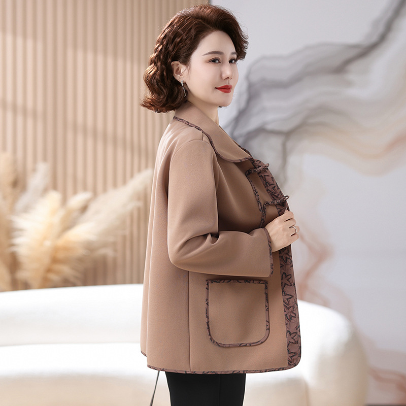 时尚洋气春装外套40-60岁翻领妈妈装春款衣服50岁中老年女装春秋