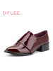 D：Fuse/迪芙斯春秋牛皮尖头中跟粗跟深口单鞋女鞋DF63112006