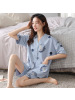 睡衣女士夏季棉质短袖开衫和服新款韩版大码宽松可外穿家居服套装