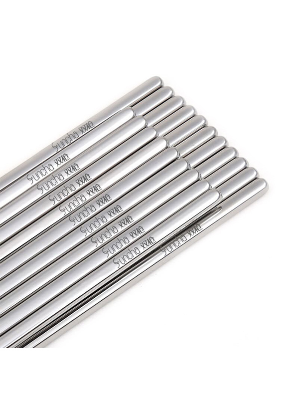 双枪suncha 创意家用日式防滑304不锈钢筷子套装10双