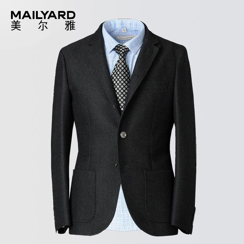美尔雅(MAILYARD)男式西服单件纯羊毛时尚商务休闲可立领男士西装中山装 166