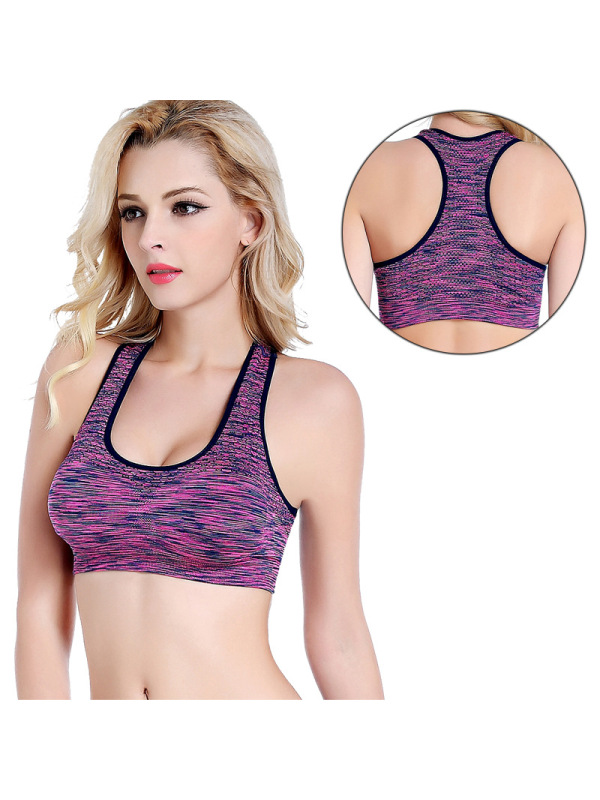 秋冬防震段染背心式运动内衣女 无钢圈健身训练瑜伽跑步睡眠文胸