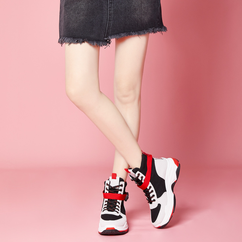图思龙女士厚底增高短靴秋冬高帮女鞋子