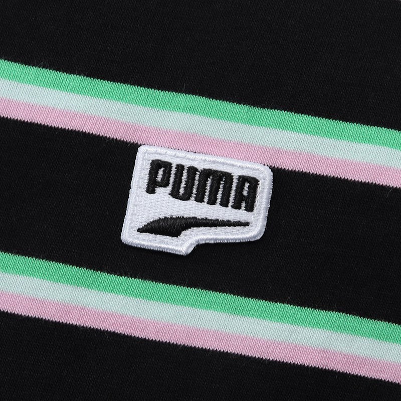 PUMA彪马男装运动服休闲服条纹小LOGO短袖T恤579230