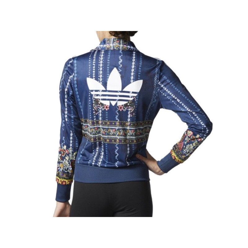 阿迪达斯女装冬三叶草印花运动休闲立领夹克外套ay6907