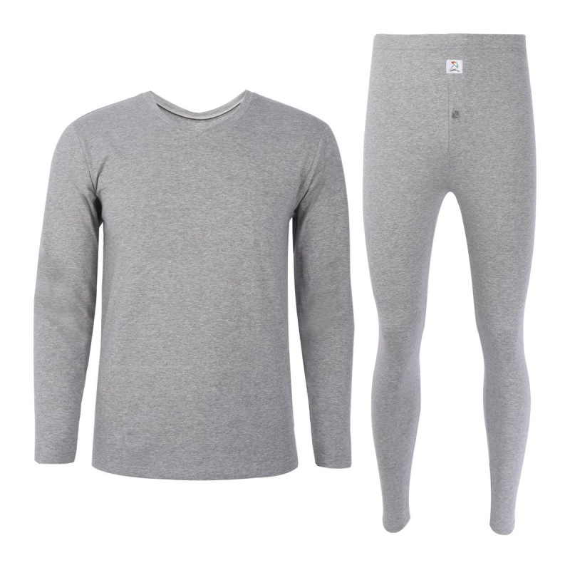 男款时尚v领中腰舒适柔软男士保暖内衣秋衣秋裤套装