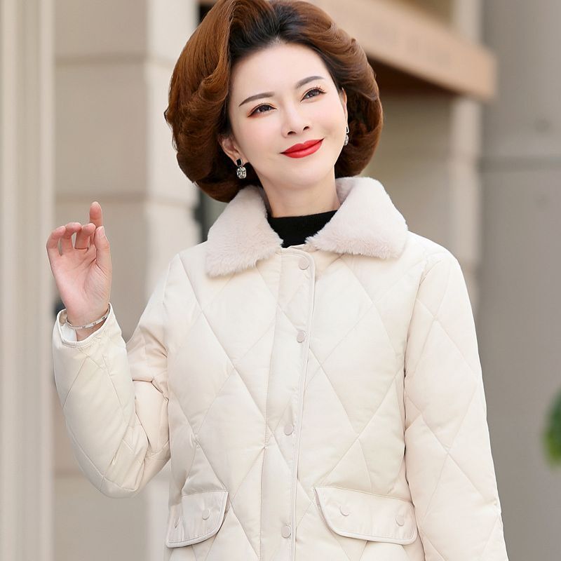 时尚妈妈装中年短款女装外套加绒款女士保暖冬装40岁冬款