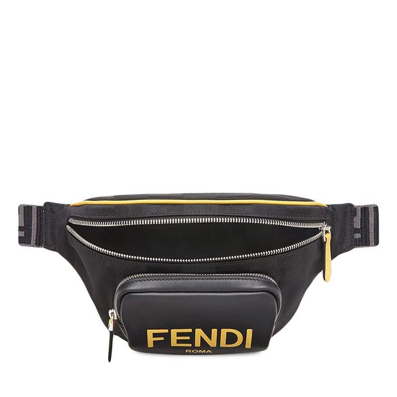 预售 芬迪 FENDI BELT BAG 腰包 胸包大号 LOGO标识光面皮7VA483金扣图片