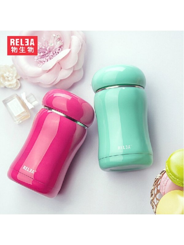 物生物(RELEA)保温杯不锈钢水杯创意可爱水杯子 男女士学生儿童泡茶杯