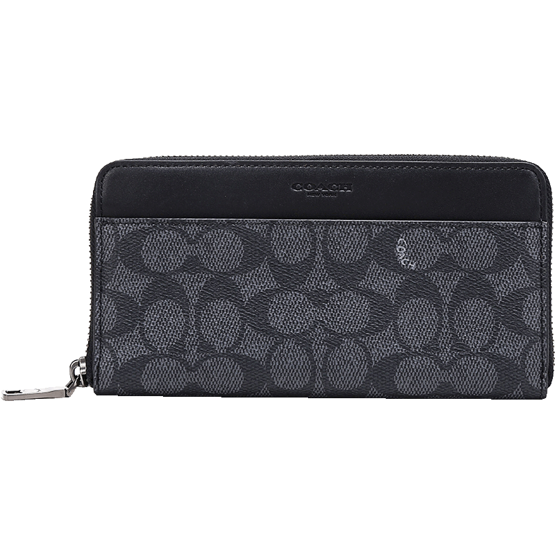 coach蔻驰奢侈品男士涂层帆布经典标志长款钱包钱夹58426