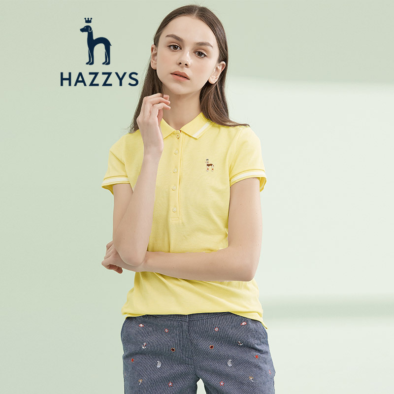 哈吉斯HAZZYS 春季新款T恤女舒适简约休闲POLO衫