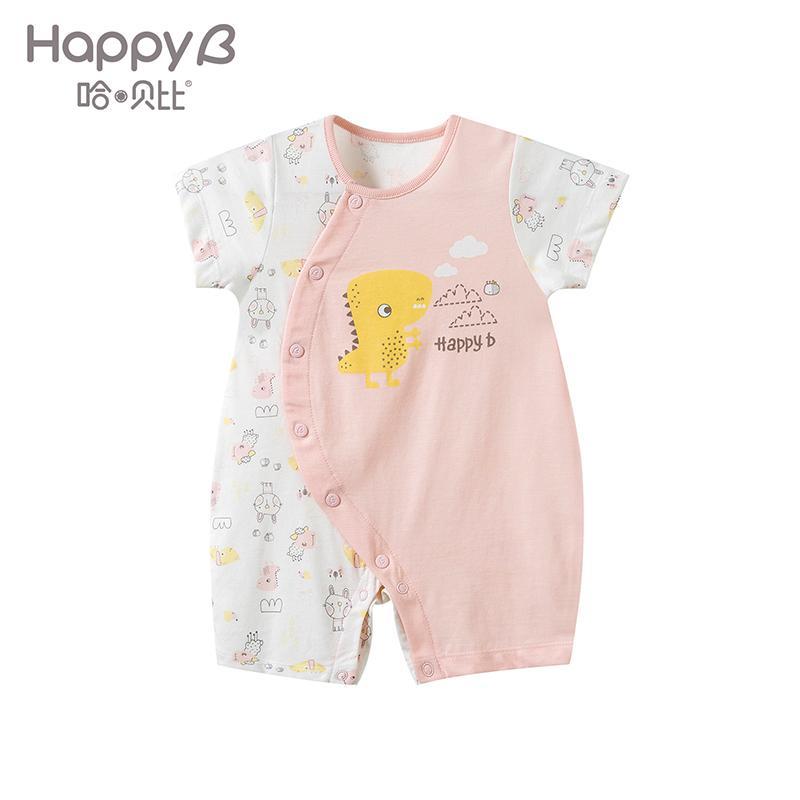 哈贝比（happyB） 婴儿衣服夏装连体衣新生儿纯棉短袖哈衣宝宝薄款卡通爬服